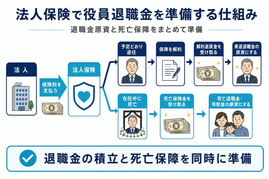 法人保険で役員退職金を準備する仕組み