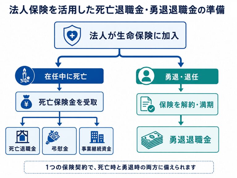 法人保険_死亡退職金と勇退退職金を同時に備える
