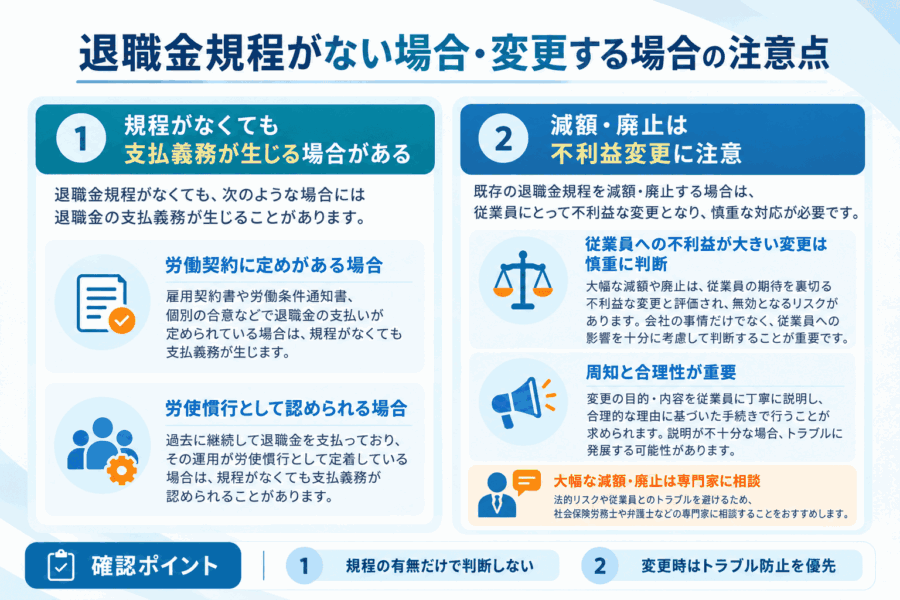 退職金規程がない・変更する場合の注意点