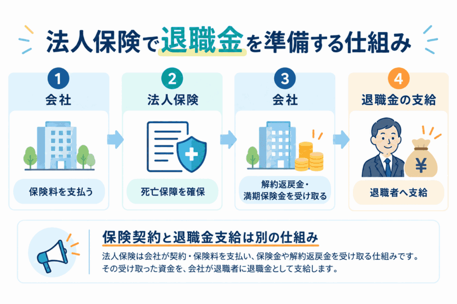 法人保険で退職金を準備する仕組み