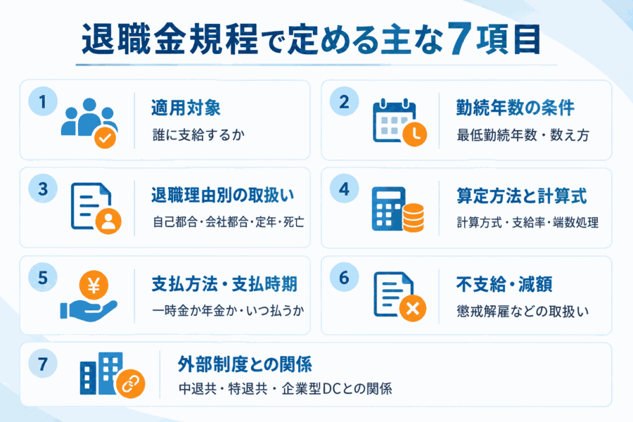 退職金規程で定める主な7項目